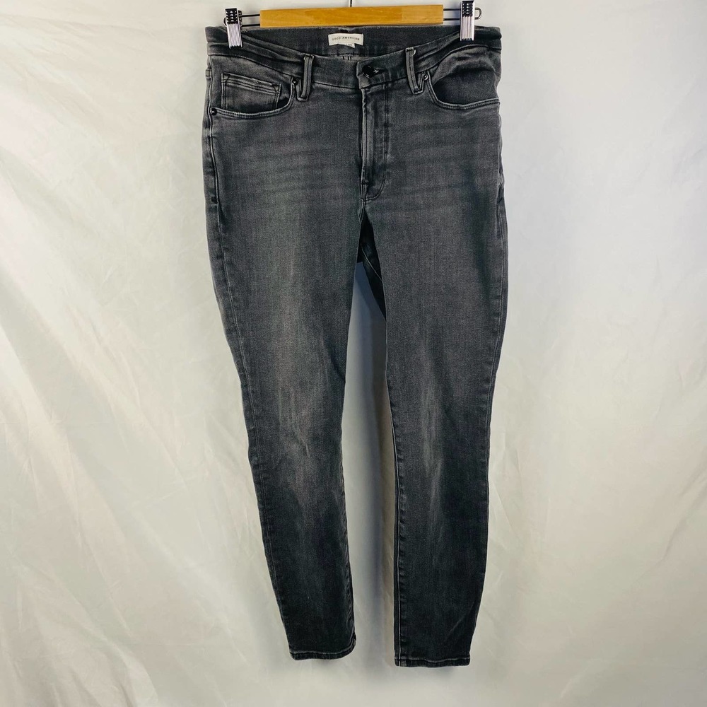Good American Good Legs Mid-Rise Ankle Jeans Washed Black Gray Size 10/30